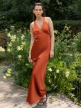 Rewritten Amelia Satin Maxi Dress, Burnt Orange