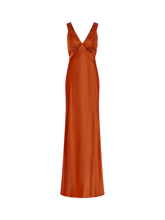 Rewritten Amelia Satin Maxi Dress, Burnt Orange