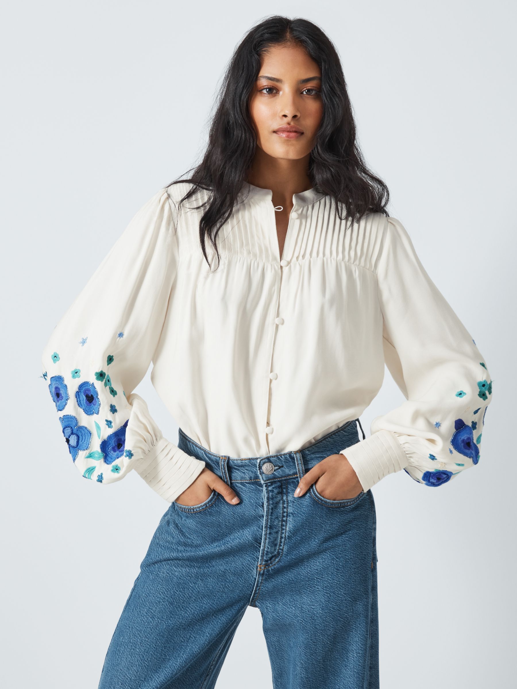 Fabienne Chapot Harry Floral Embroidered Balloon Sleeve Blouse