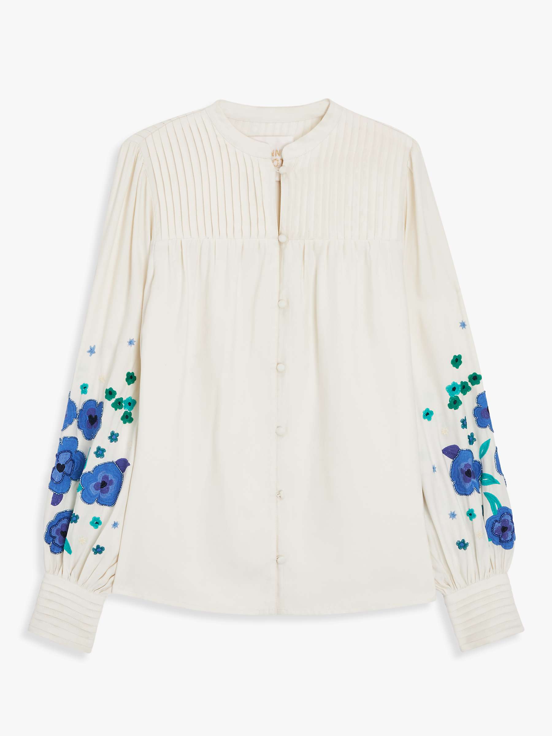 Fabienne Chapot Harry Floral Embroidered Balloon Sleeve Blouse, Cream ...