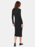 Whistles Ribbed Knitted Midi Dress, Black