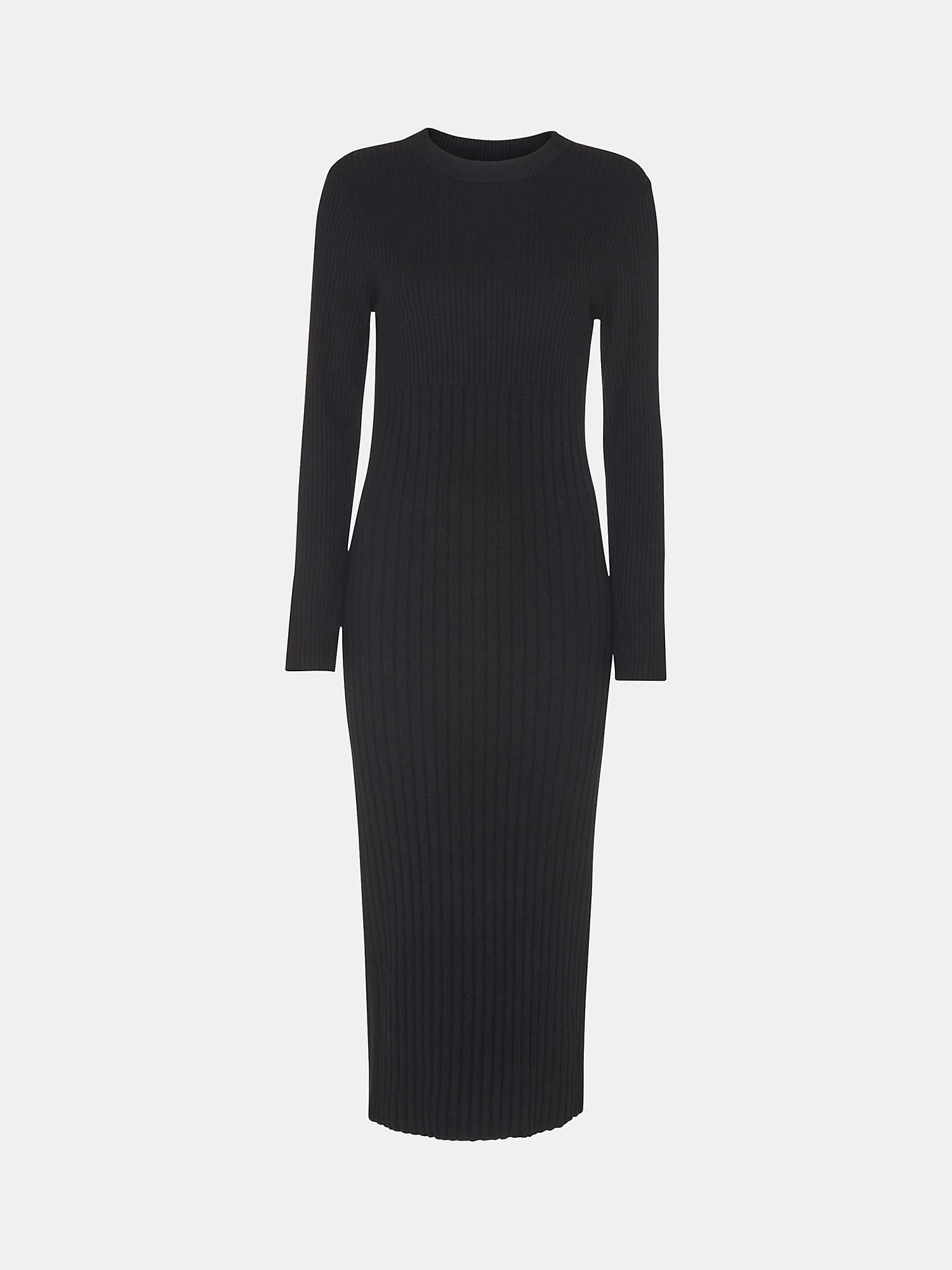 Buy Whistles Ribbed Knitted Midi Dress, Black Online at johnlewis.com