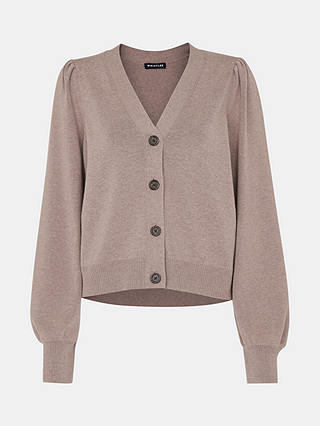 Whistles Puff Sleeve Cardigan, Neutral