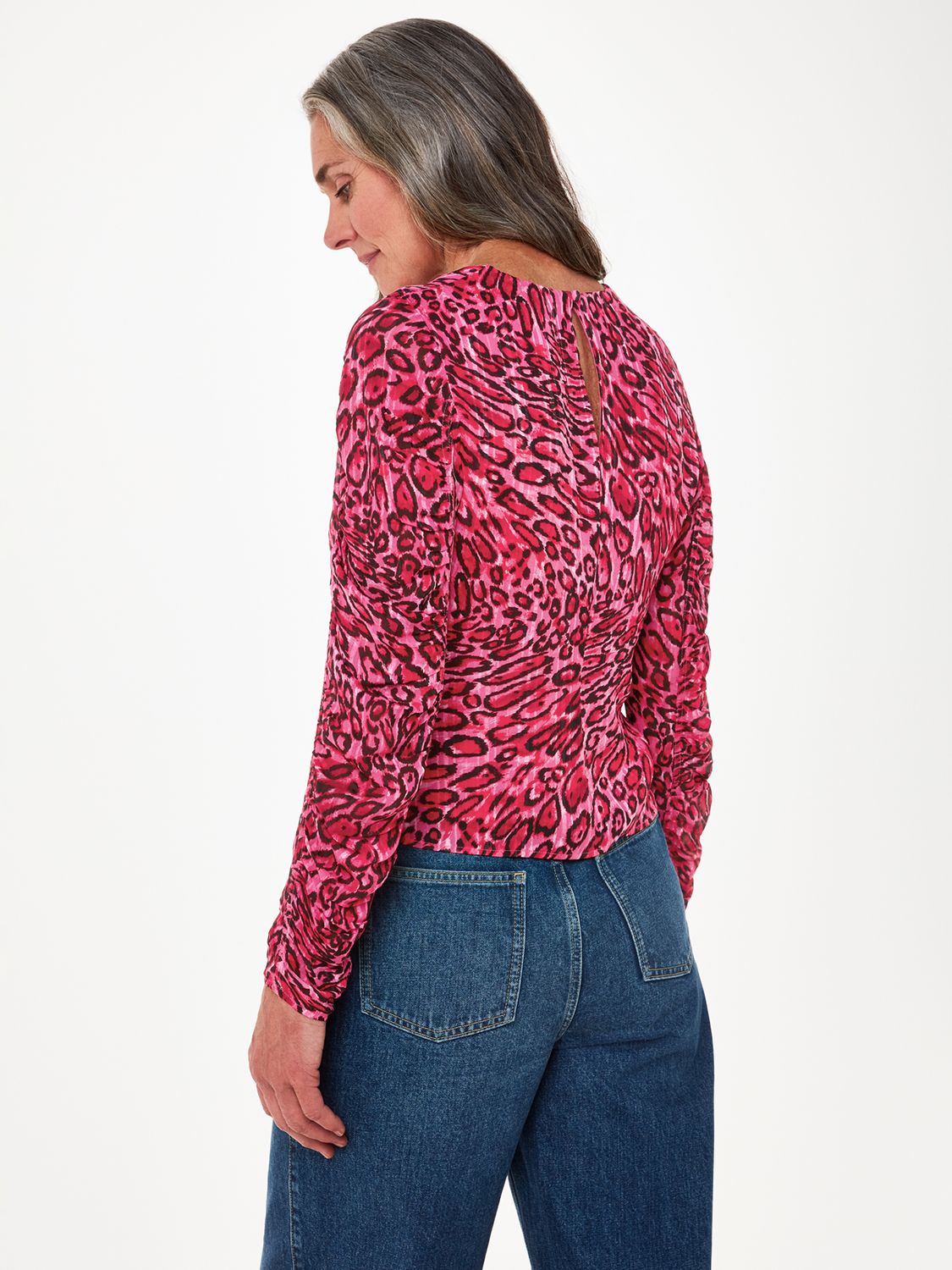 Buy Whistles Waving Leopard Gathered Top, Pink/Multi Online at johnlewis.com