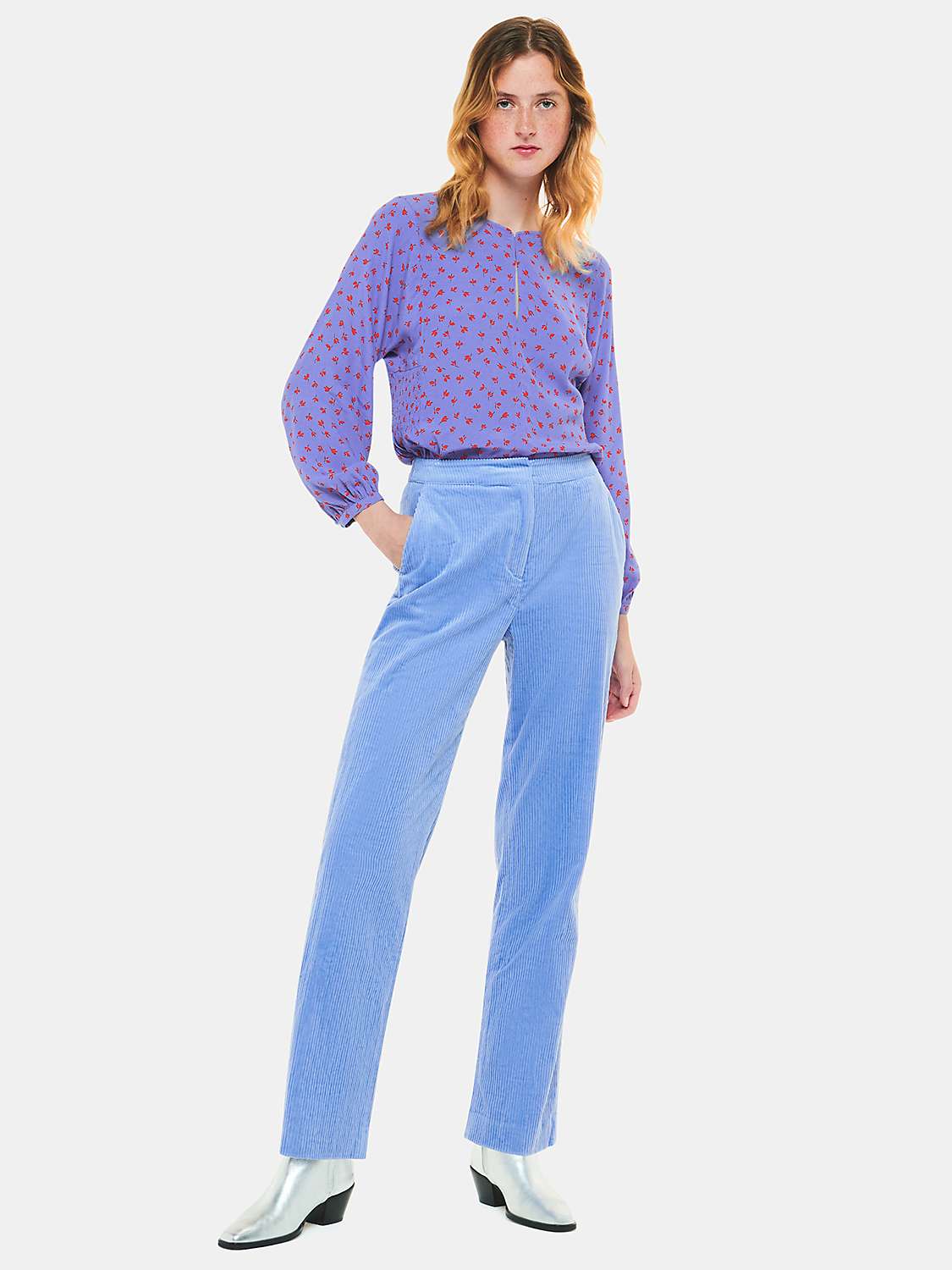 Buy Whistles Scattered Petal Print Blouse, Purple/Red Online at johnlewis.com