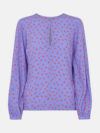 Whistles Scattered Petal Print Blouse, Purple/Red