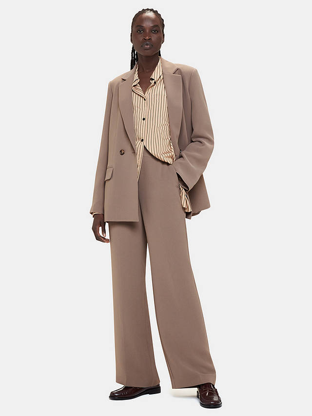 Whistles Ultimate Full Length Wide Leg Trousers, Taupe