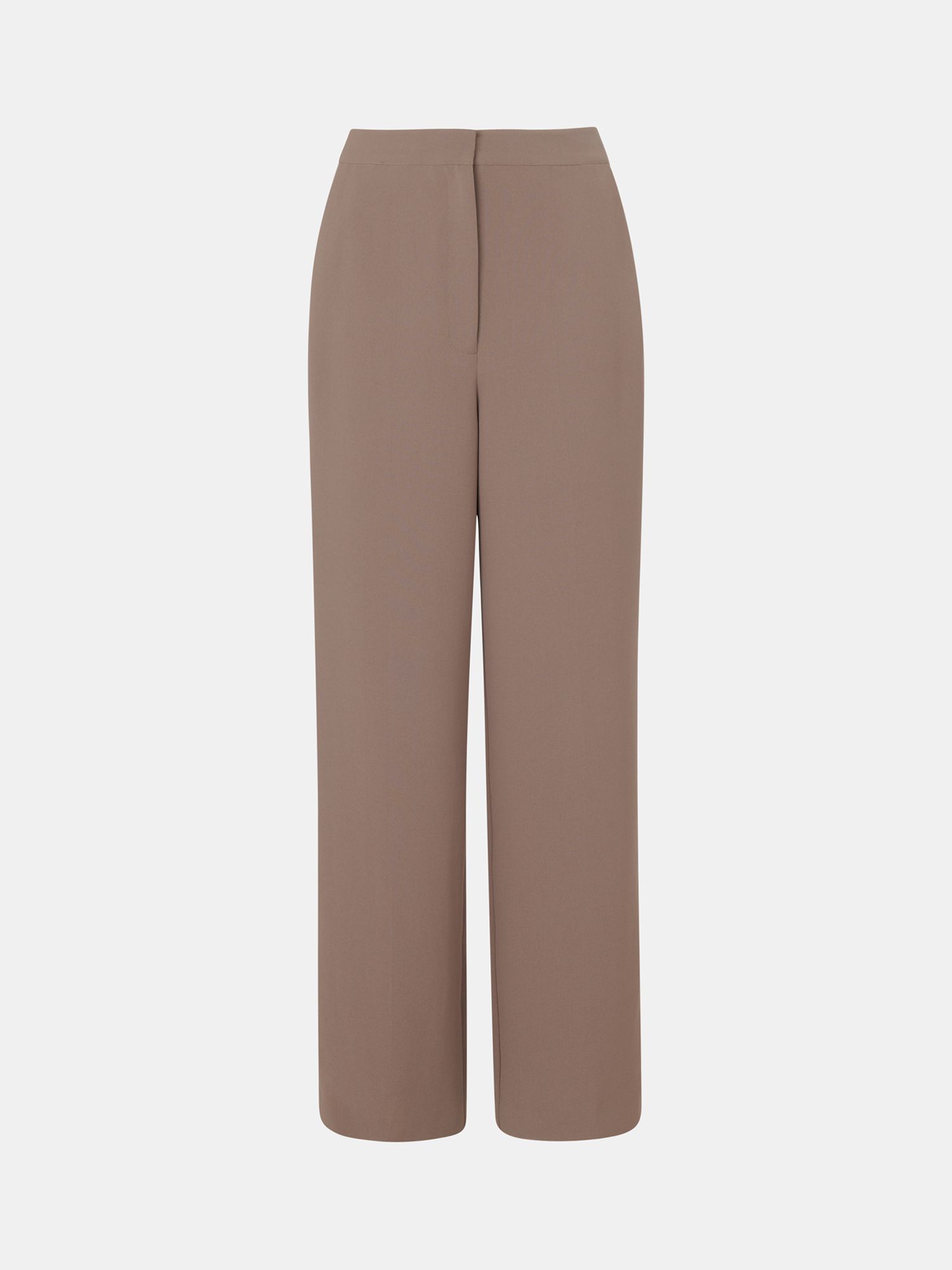 Whistles Ultimate Full Length Wide Leg Trousers, Taupe, 10