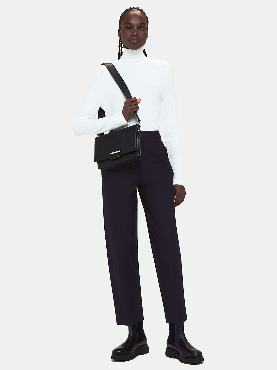 Buy Whistles Carla Barrel Cotton Trousers, Navy Online at johnlewis.com