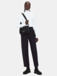 Whistles Carla Barrel Cotton Trousers, Navy, Navy