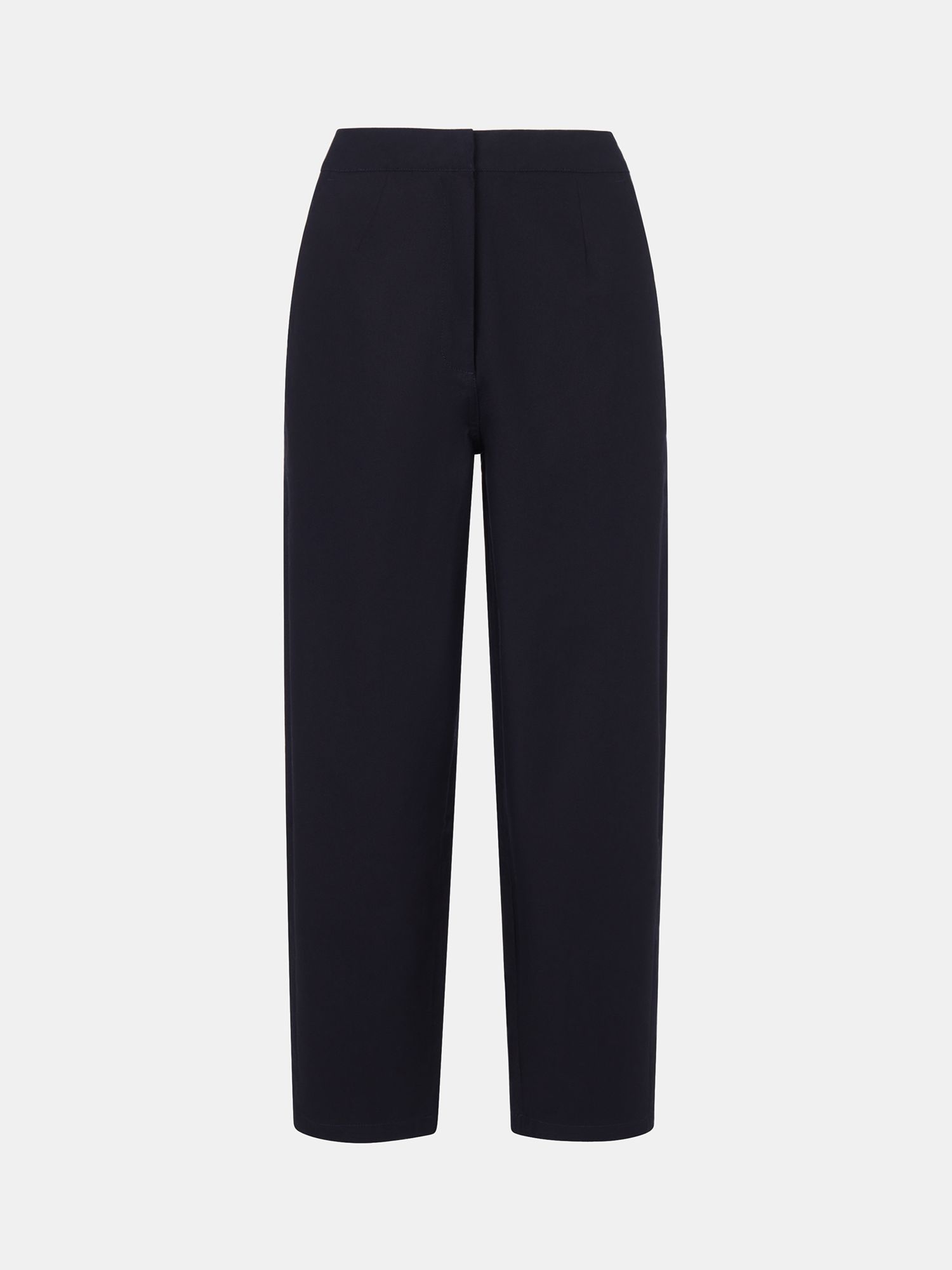 Whistles Carla Barrel Cotton Trousers, Navy at John Lewis & Partners