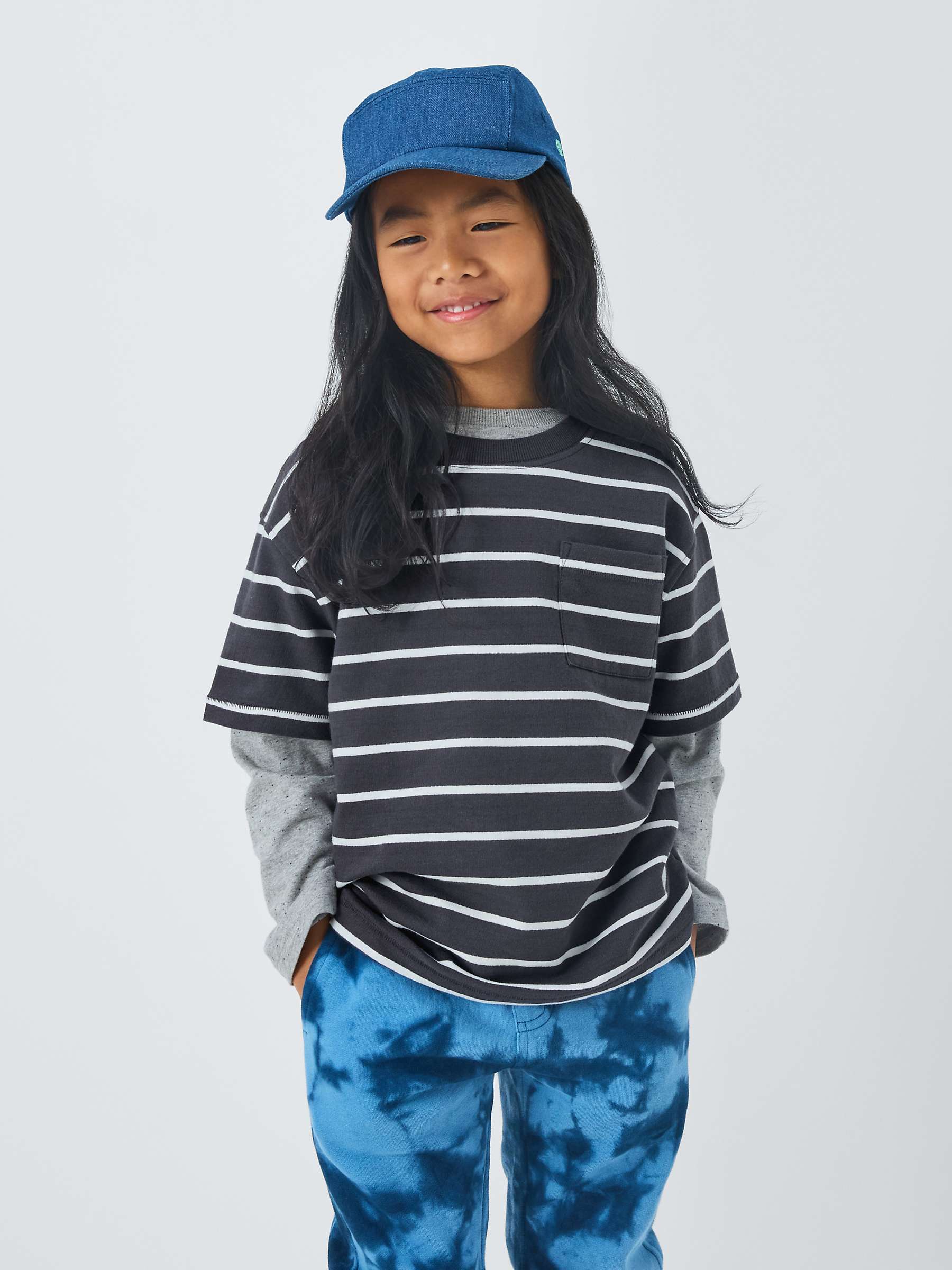 Buy John Lewis Kids' Stripe Short Sleeve T-Shirt, Charcoal Online at johnlewis.com
