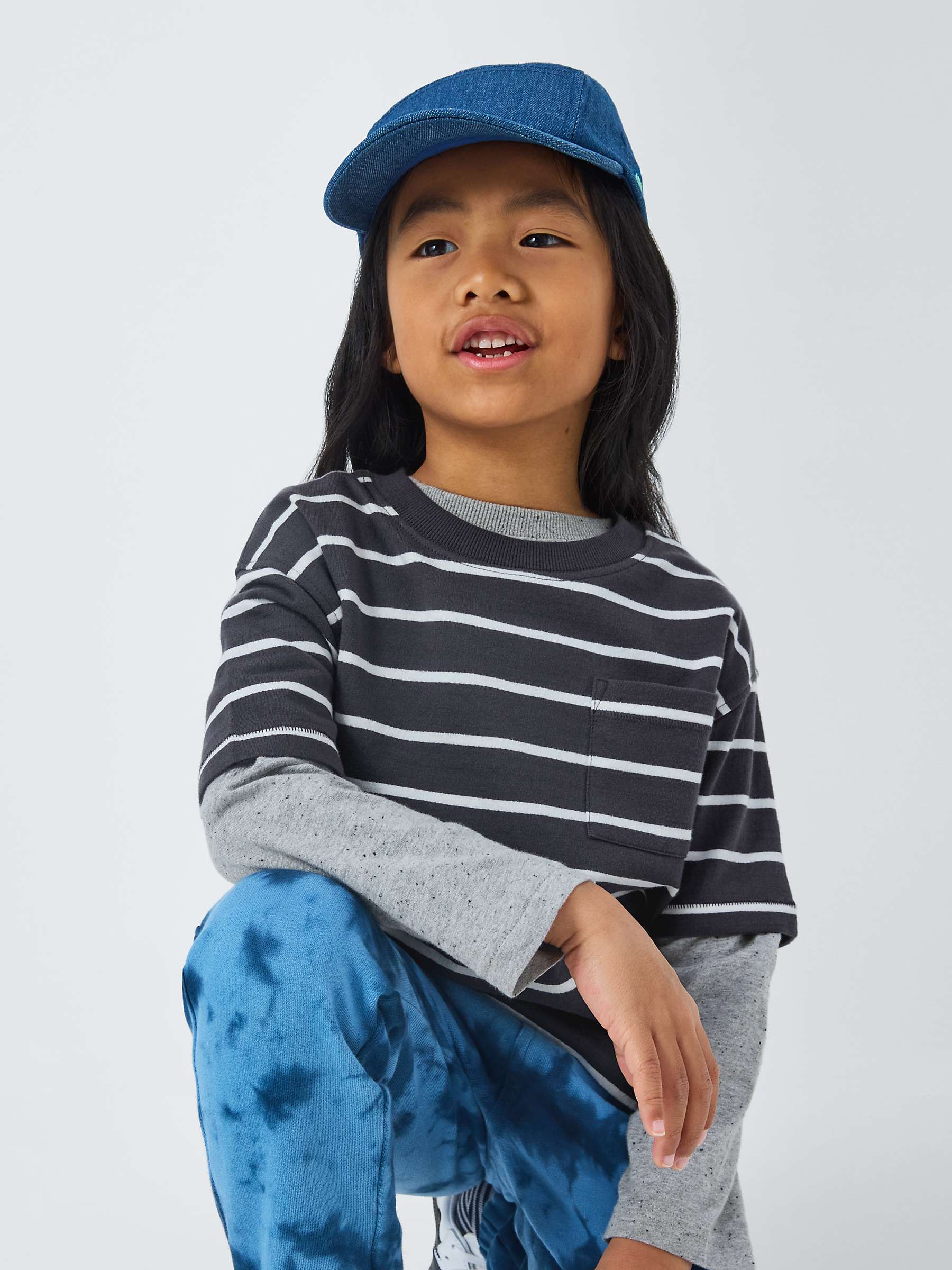 Buy John Lewis Kids' Stripe Short Sleeve T-Shirt, Charcoal Online at johnlewis.com