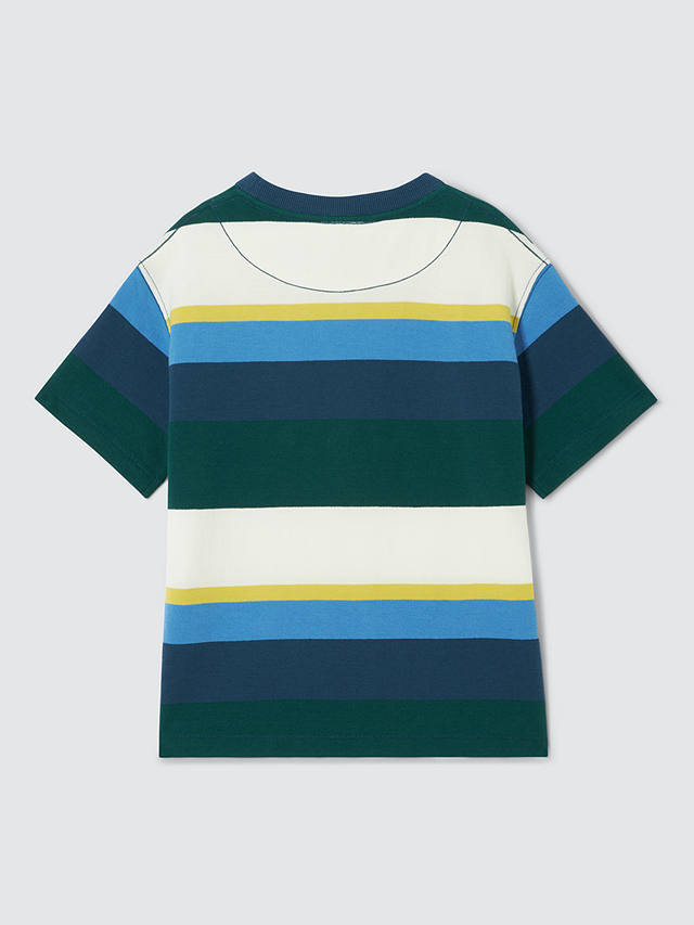 John Lewis Multi Block Stripe T-Shirt, Blue/Multi