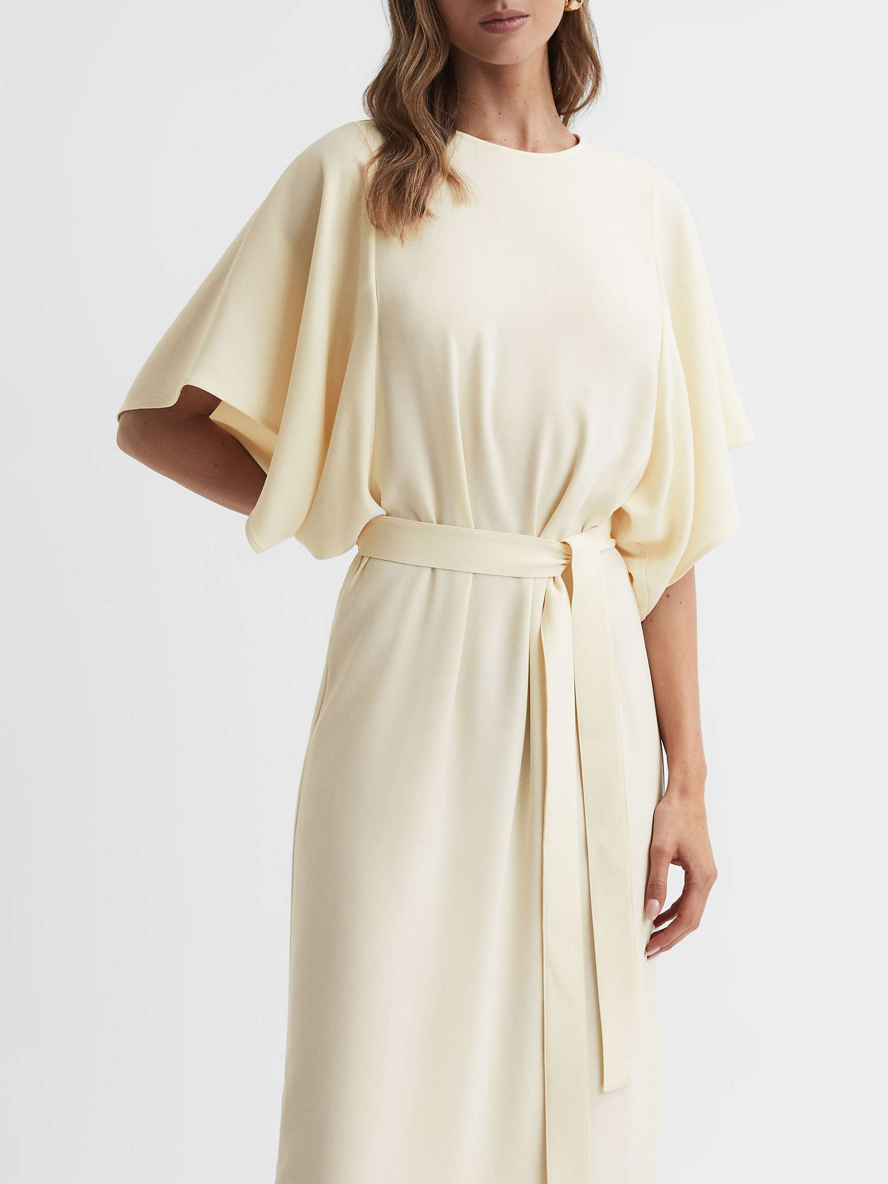 Buy Reiss Louise Cape-Sleeve Midi Dress, Lemon Online at johnlewis.com