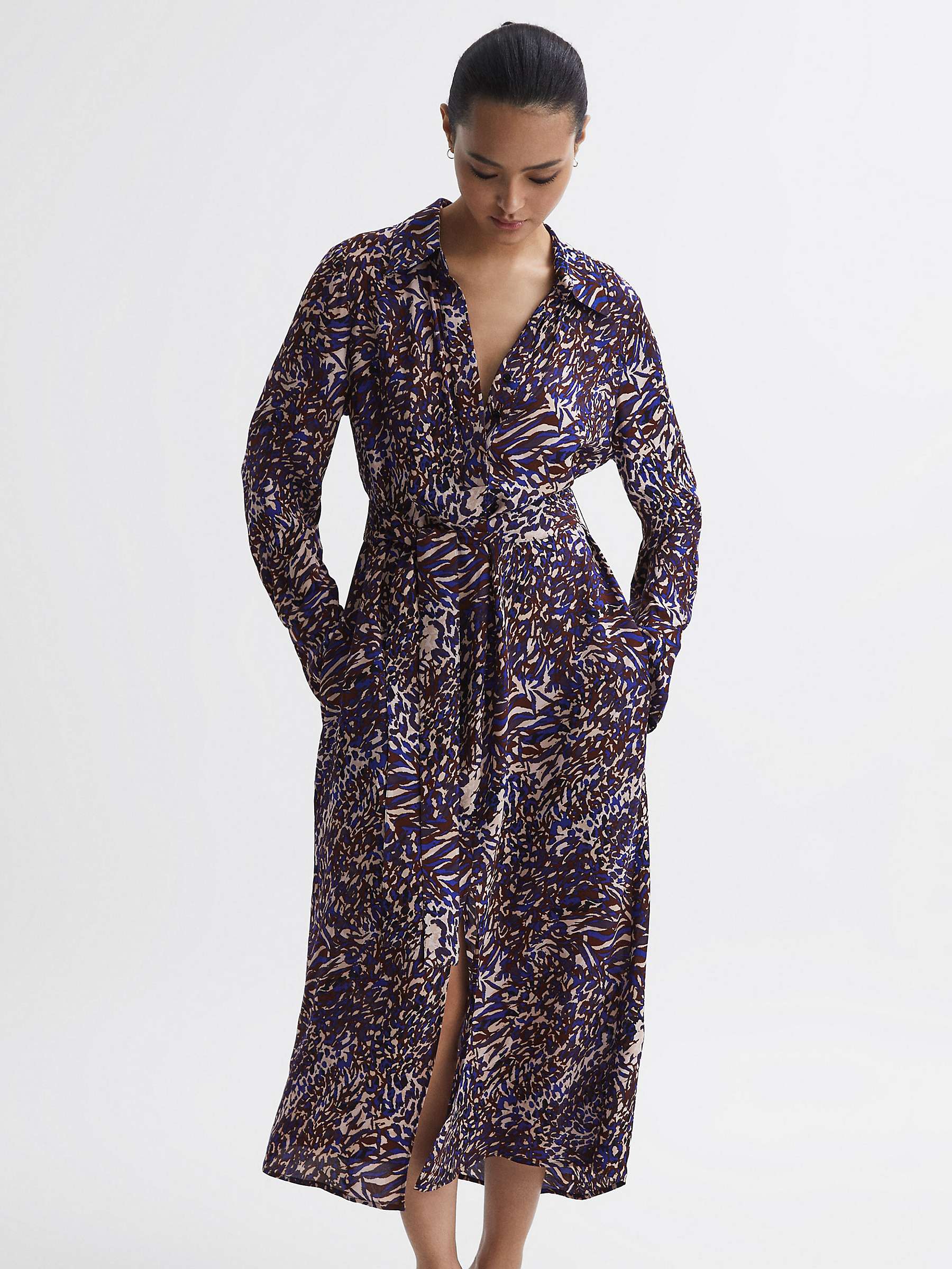Buy Reiss Tabitha Petite Animal Print Midi Dress, Multi Online at johnlewis.com