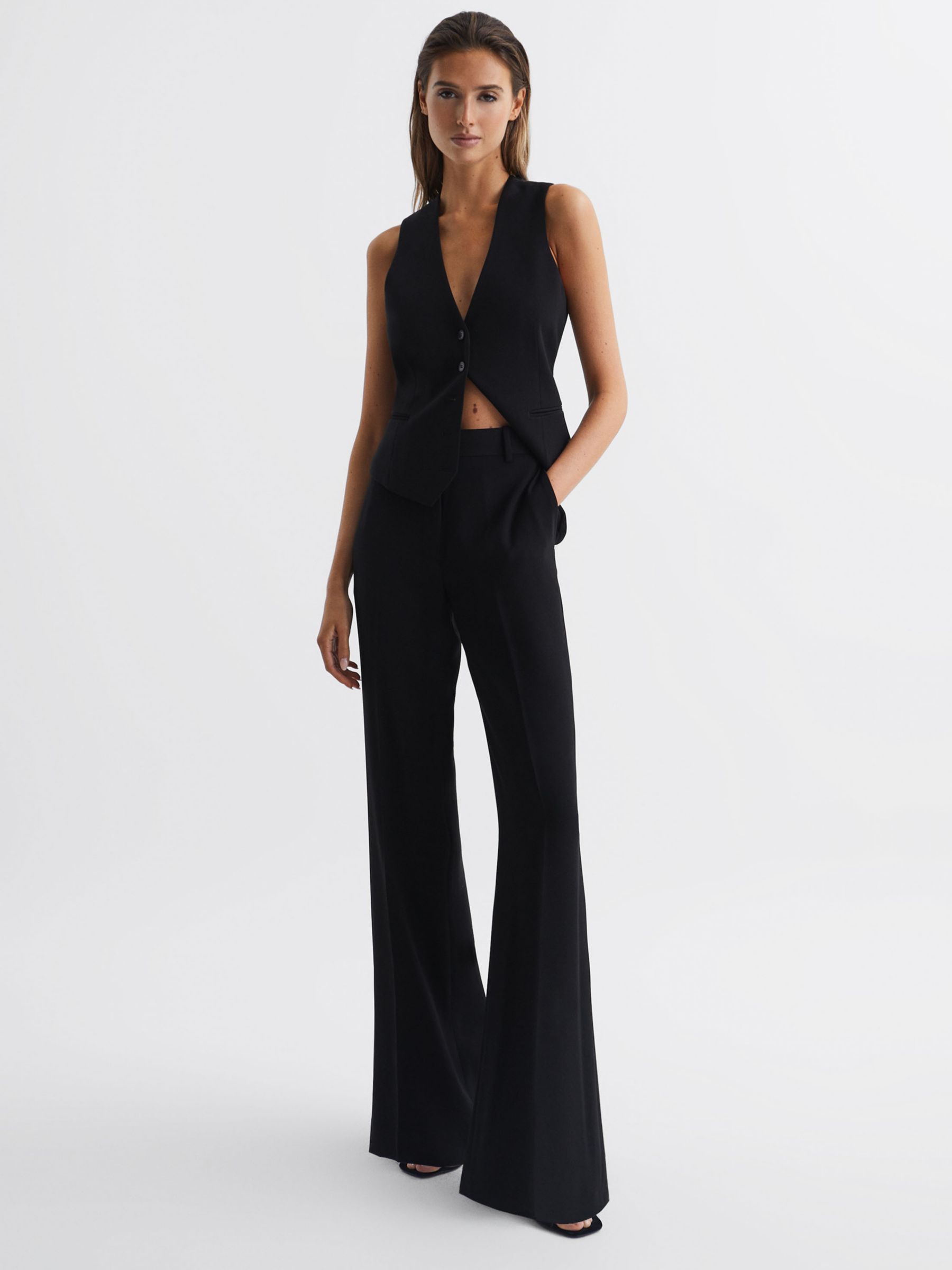 Reiss Petite Margeaux Tailored Trousers, Black