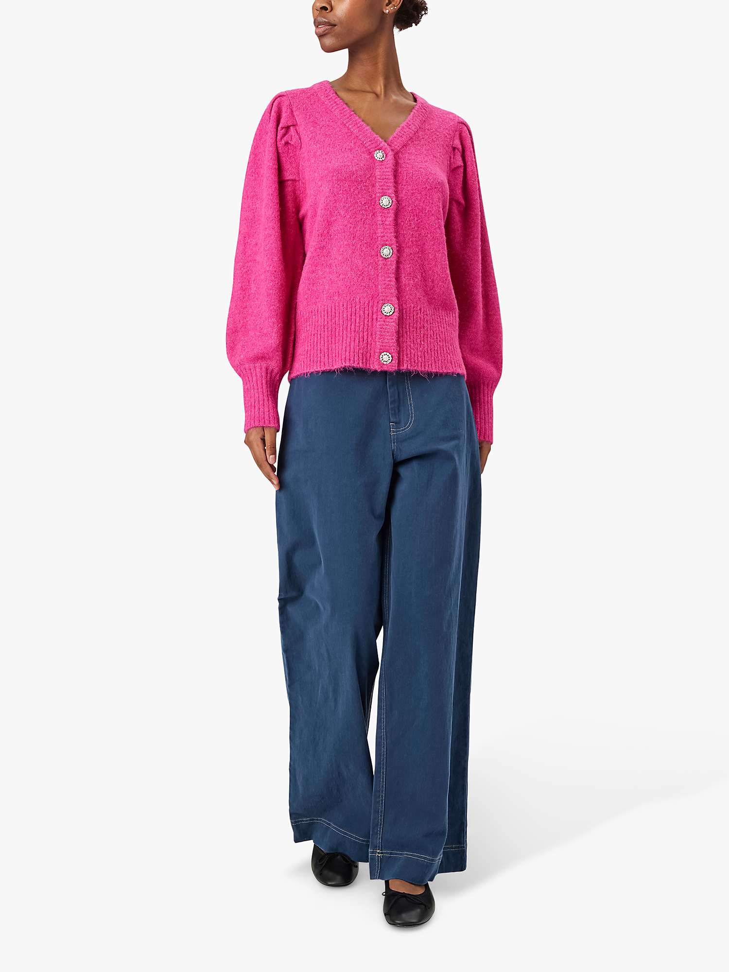 Lollys Laundry Laura V-Neck Cardigan, Pink at John Lewis & Partners