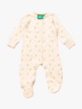 Little Green Radicals Baby Organic Cotton Floral Print Sleepsuit, Neutral/Multi
