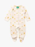 Little Green Radicals Baby Organic Cotton Star Waffle Sleepsuit, Cream/Gold
