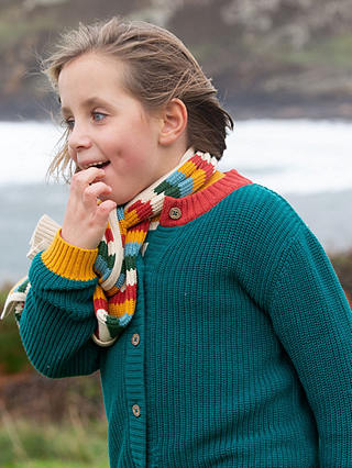 Little Green Radicals Kids' From One To Another Snuggly Knitted Cardigan, Everglade