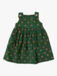 Little Green Radicals Baby Apple Print Pinafore Dress, Green/Red