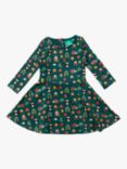 Little Green Radicals Baby Woodland Walk Long Sleeve Spinny Dress, Multi