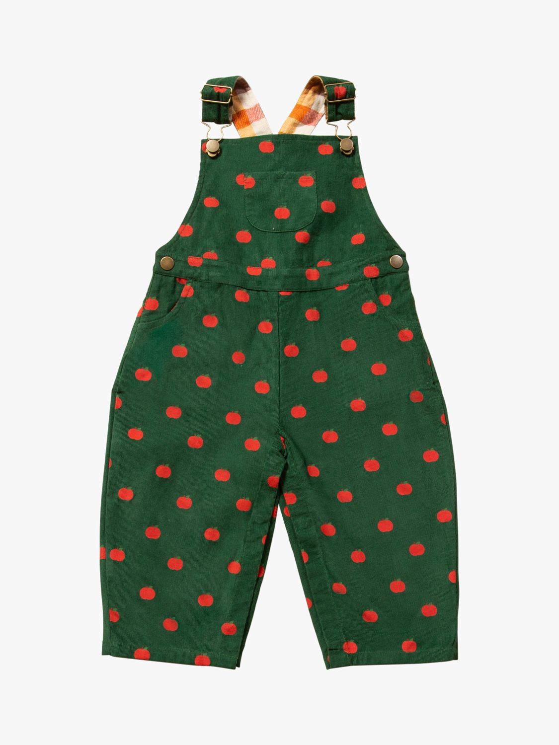 Little Green Radicals Baby Apple Print Organic Cotton Classic Corduroy Dungarees, Green