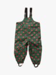 Little Green Radicals Baby Apple a Day Recycled Waterproof Lined Dungarees, Green/Red