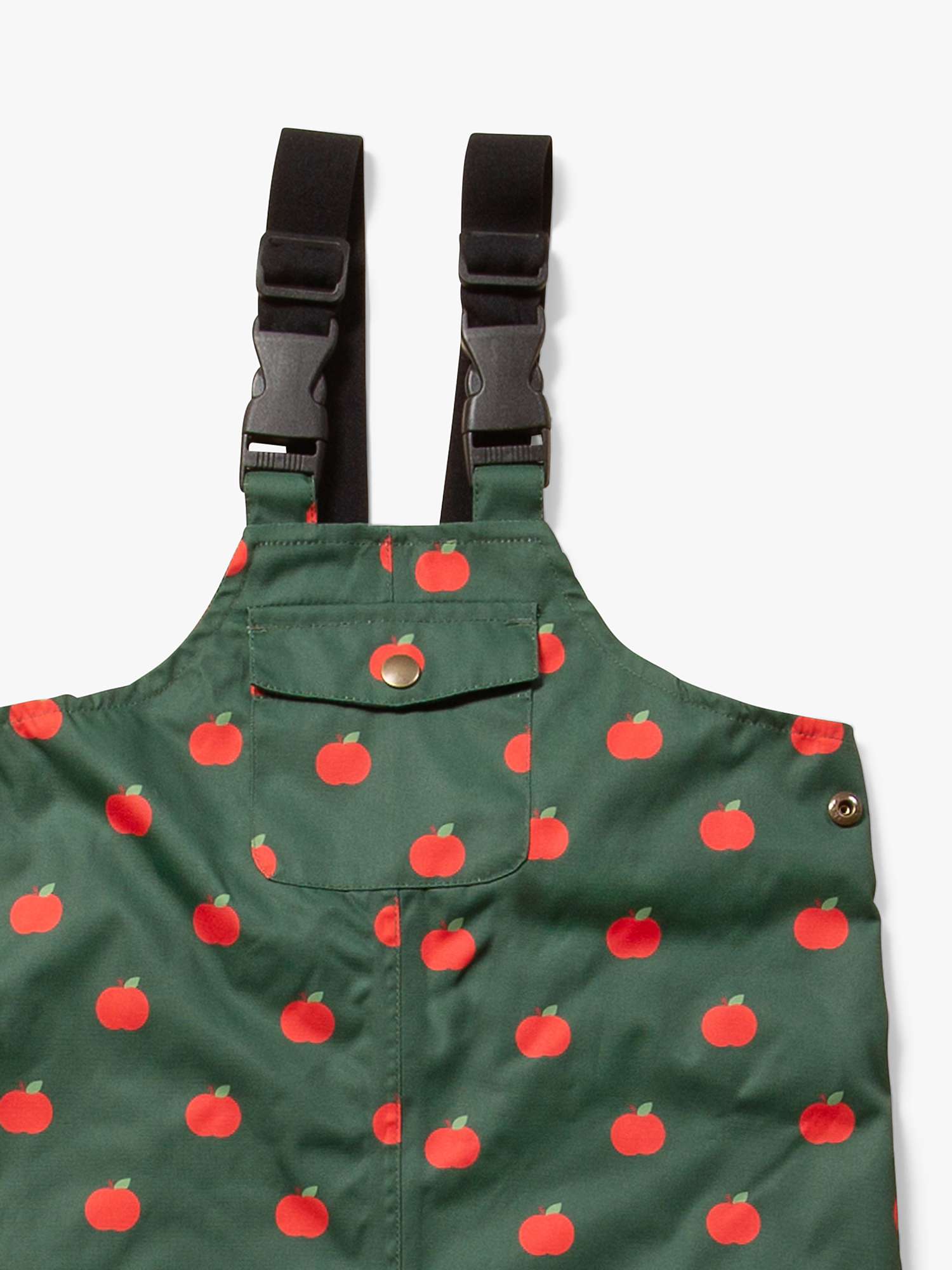 Buy Little Green Radicals Baby Apple a Day Recycled Waterproof Lined Dungarees, Green/Red Online at johnlewis.com