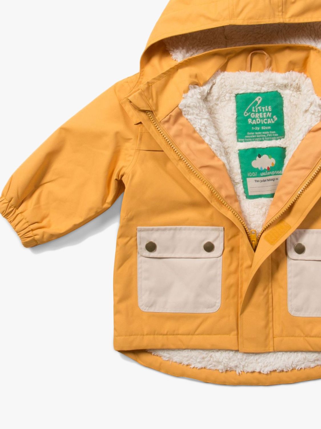 Little Green Radicals Kids' Recycled Waterproof Winter Coat, Gold, 12-24 months