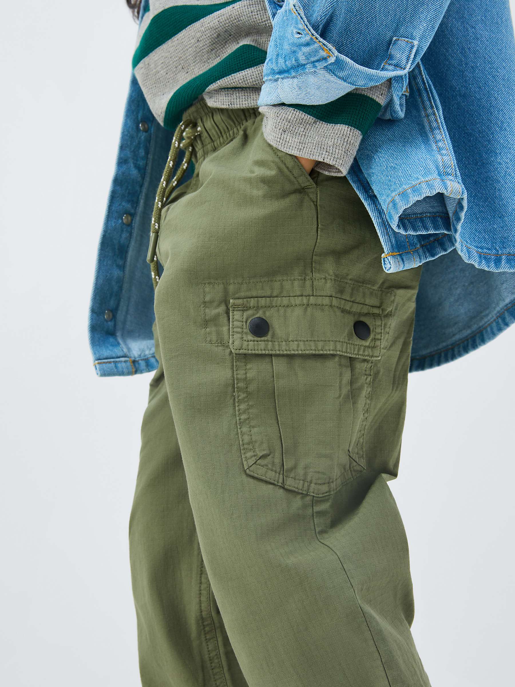 Buy John Lewis Kids' Cuffed Cargo Ripstop Trousers, Khaki Online at johnlewis.com