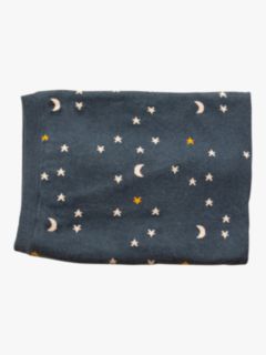 Little Green Radicals Baby Organic Cotton Star & Moon Blanket, Navy, One Size