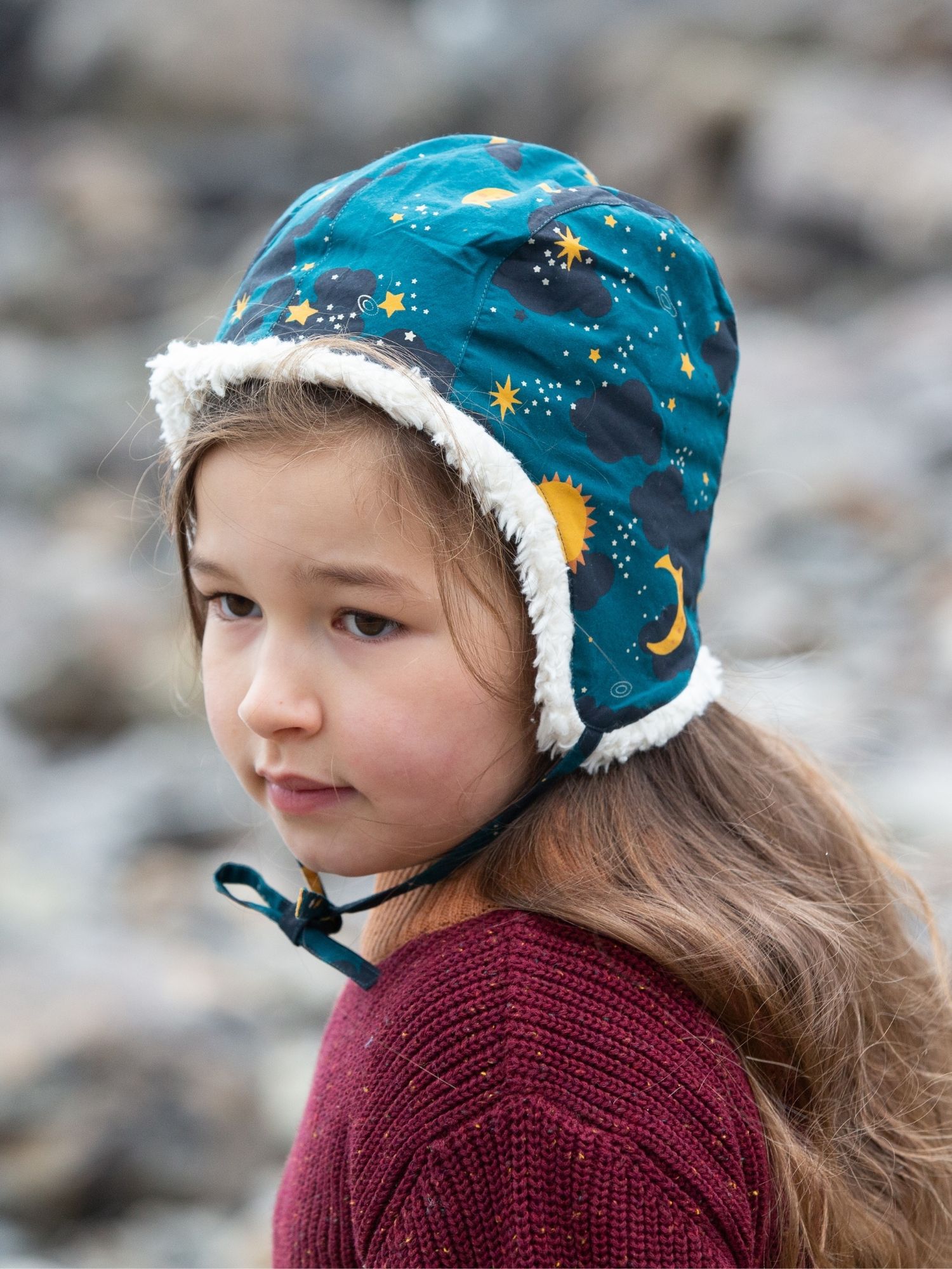 Buy Little Green Radicals Kids' Saturn Nights Sherpa Lined Hat, Blue Online at johnlewis.com
