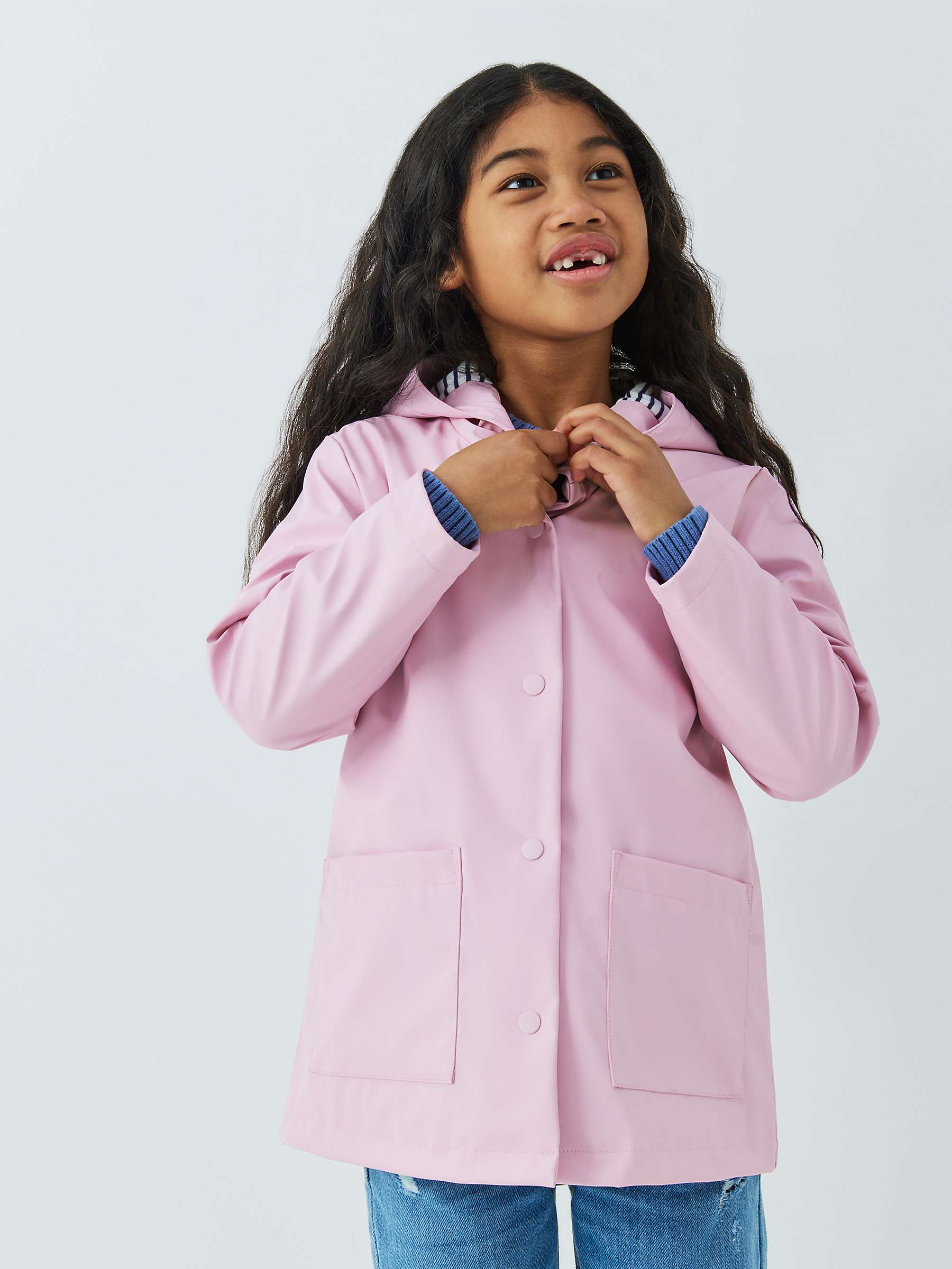 Buy John Lewis Kids' Plain Pocket Shower Resistant Hooded Mac, Pink Online at johnlewis.com