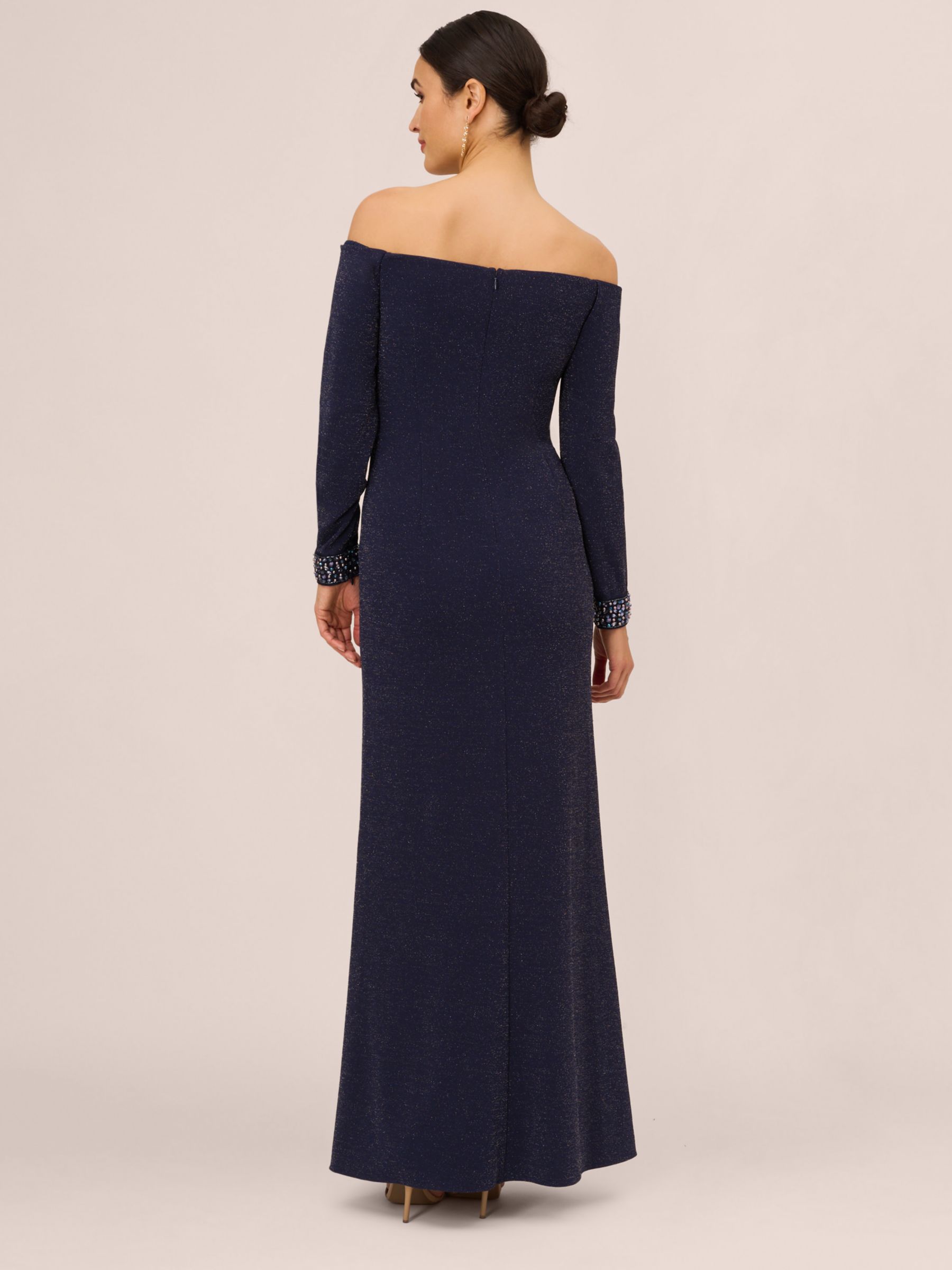 Buy Adrianna Papell Metallic Beaded Maxi Dress, Light Navy Online at johnlewis.com