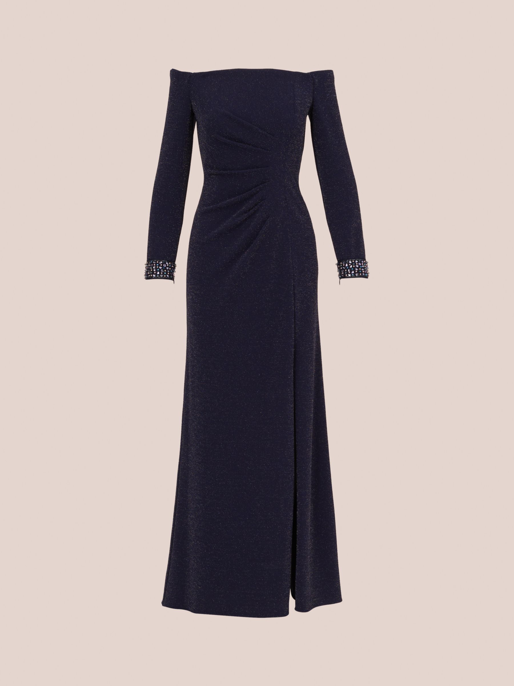 Buy Adrianna Papell Metallic Beaded Maxi Dress, Light Navy Online at johnlewis.com