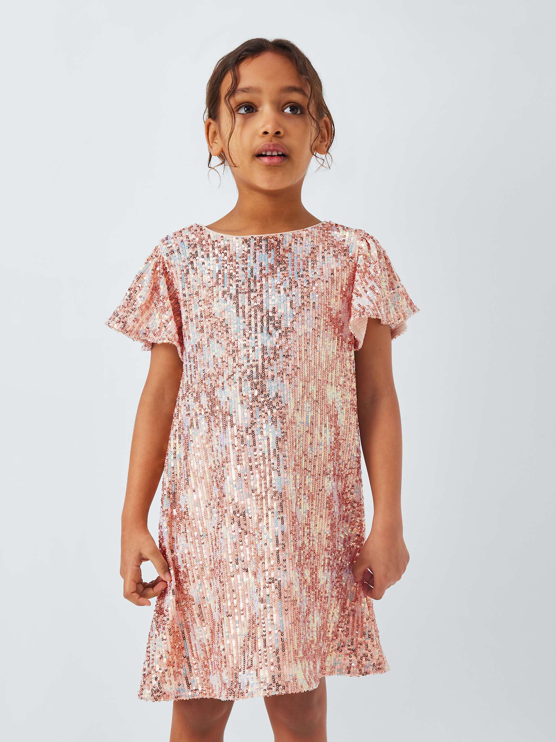 Buy John Lewis Kids' Sequin Party Dress, Rose Gold/Multi Online at johnlewis.com