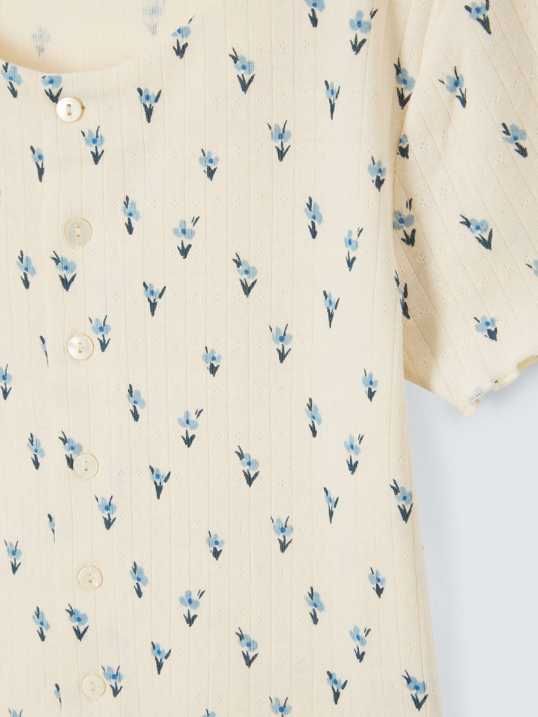 Buy John Lewis Kids' Short Sleeve Button Floral T-Shirt, Egret Online at johnlewis.com