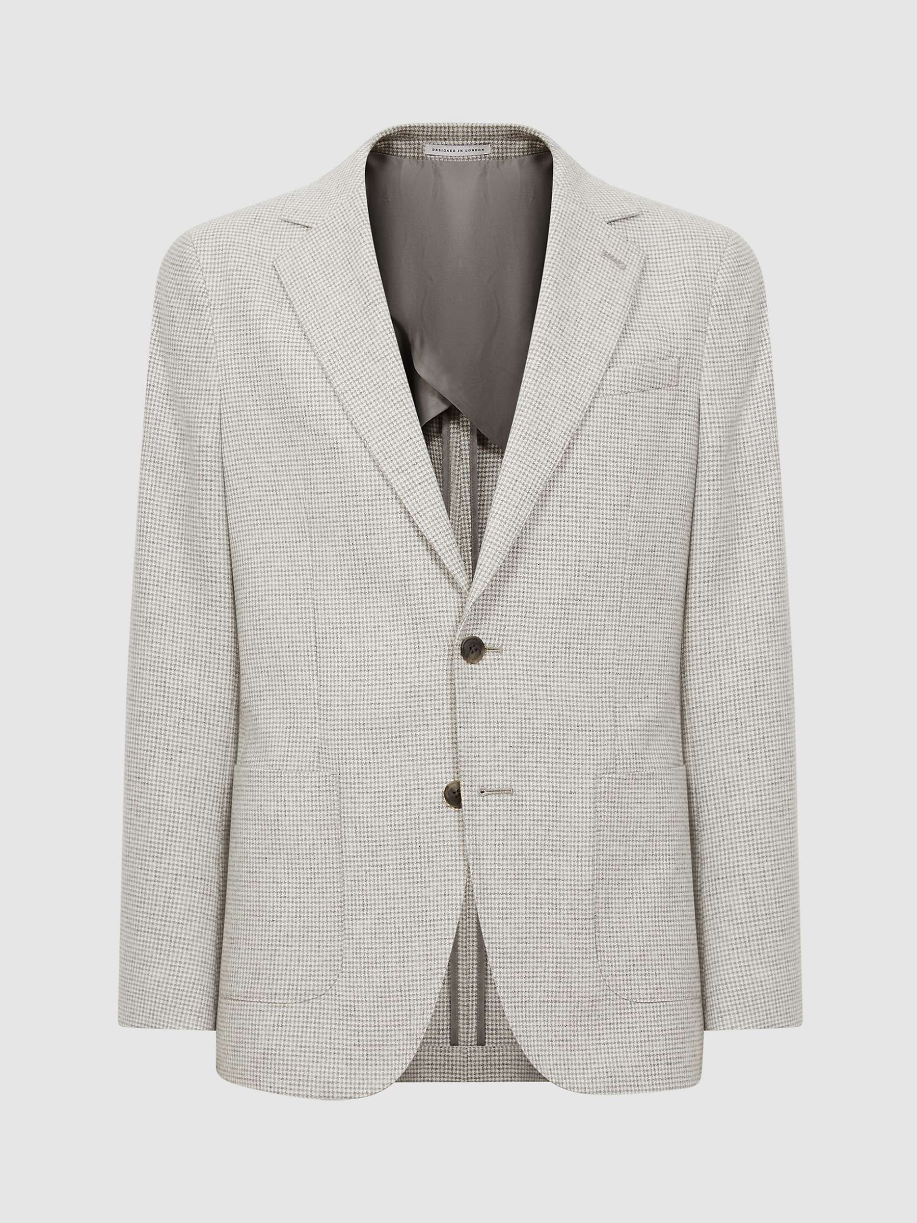 Reiss Flock Wool Blend Suit Blazer, Grey at John Lewis & Partners