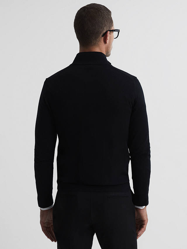 Reiss Hampshire Long Sleeve Merino Zip Jacket, Black
