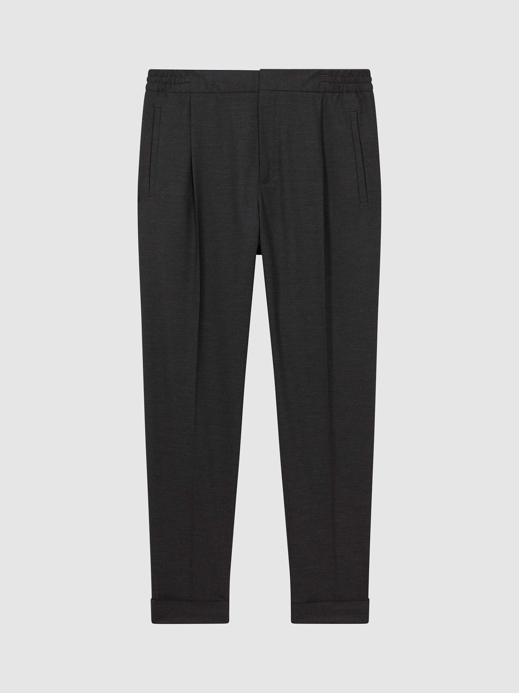 Buy Reiss Brighton Pleated Relaxed Trousers, Charcoal Online at johnlewis.com