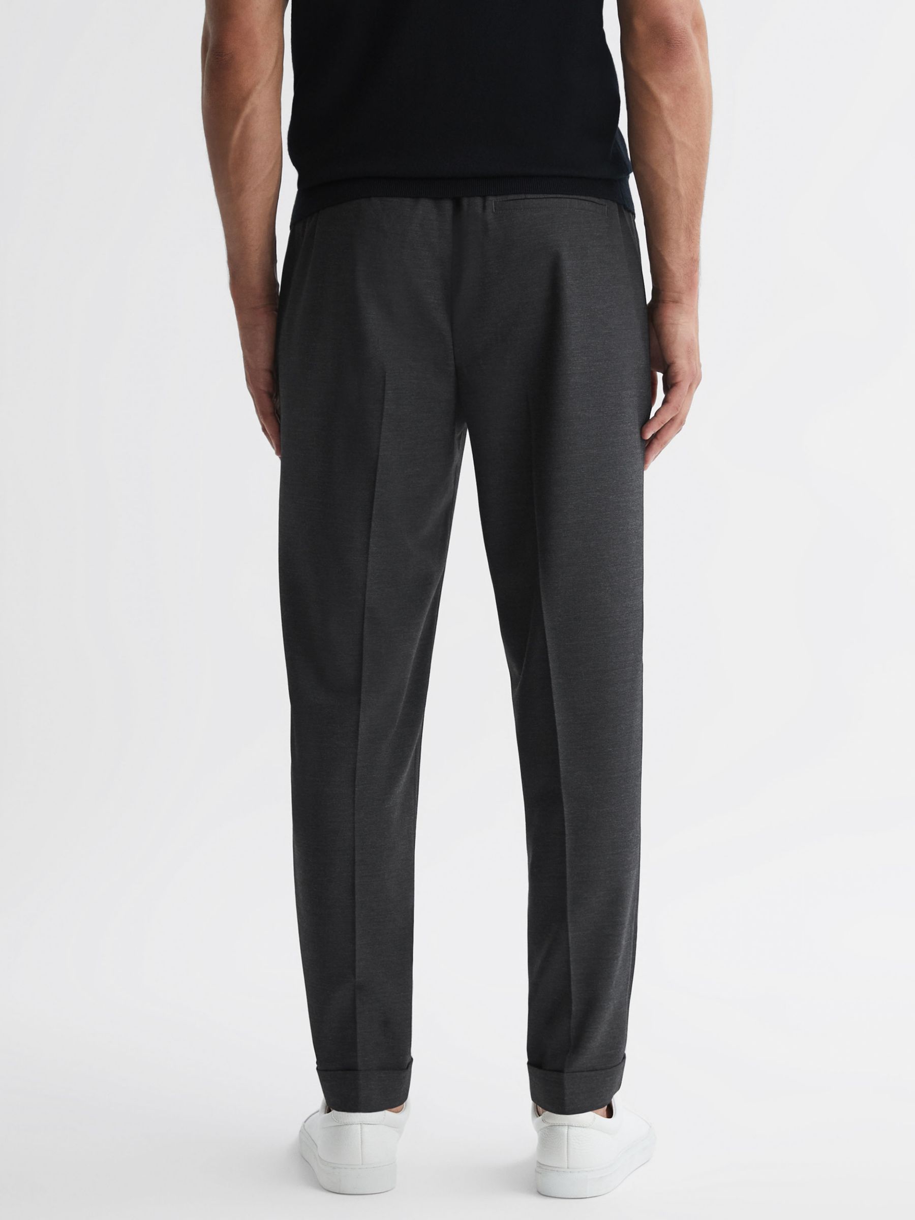 Reiss Brighton Pleated Relaxed Trousers, Charcoal at John Lewis & Partners