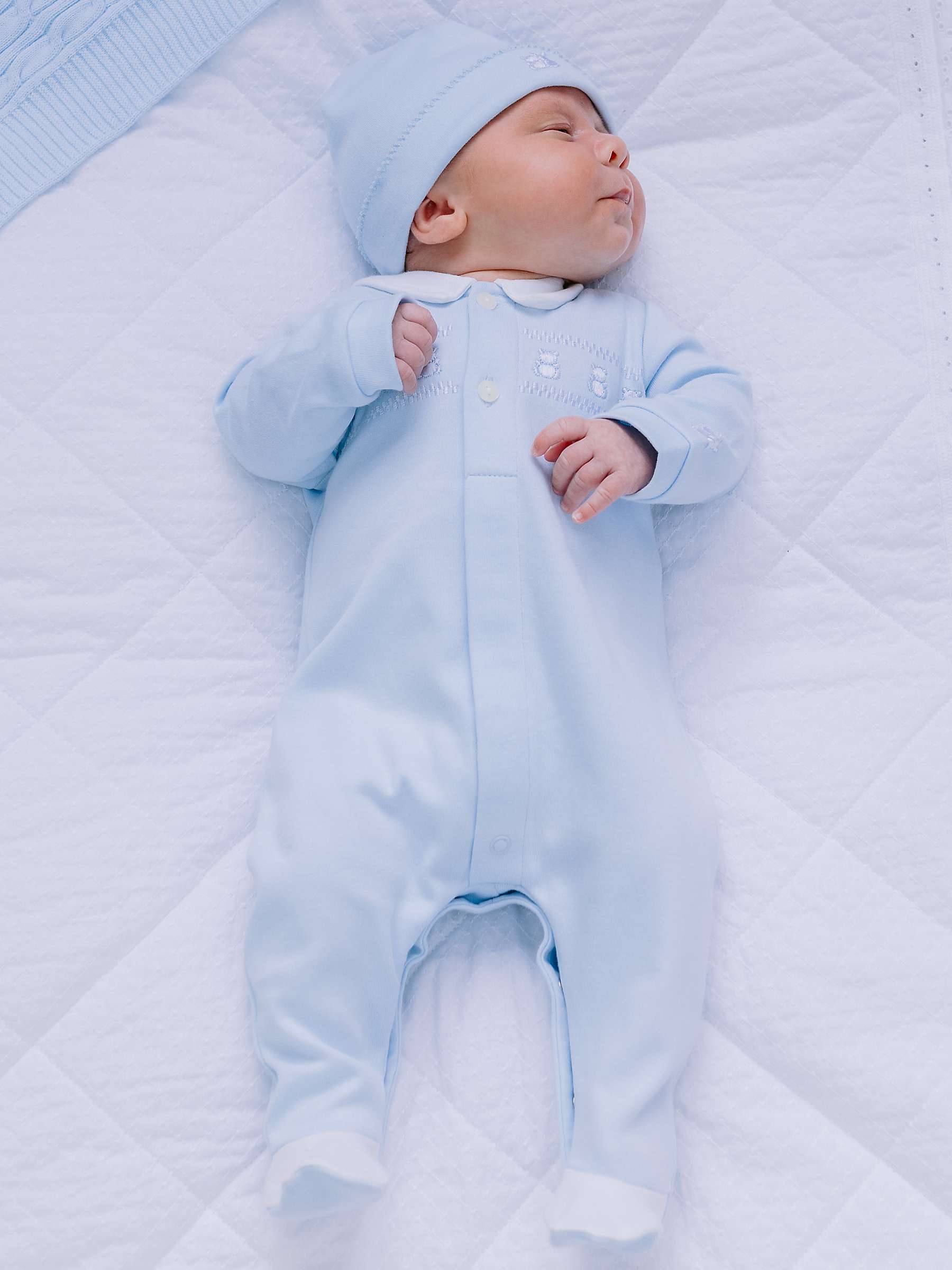 Buy Emile et Rose Baby Fisher Sleepsuit & Hat Set, Pale Blue Online at johnlewis.com