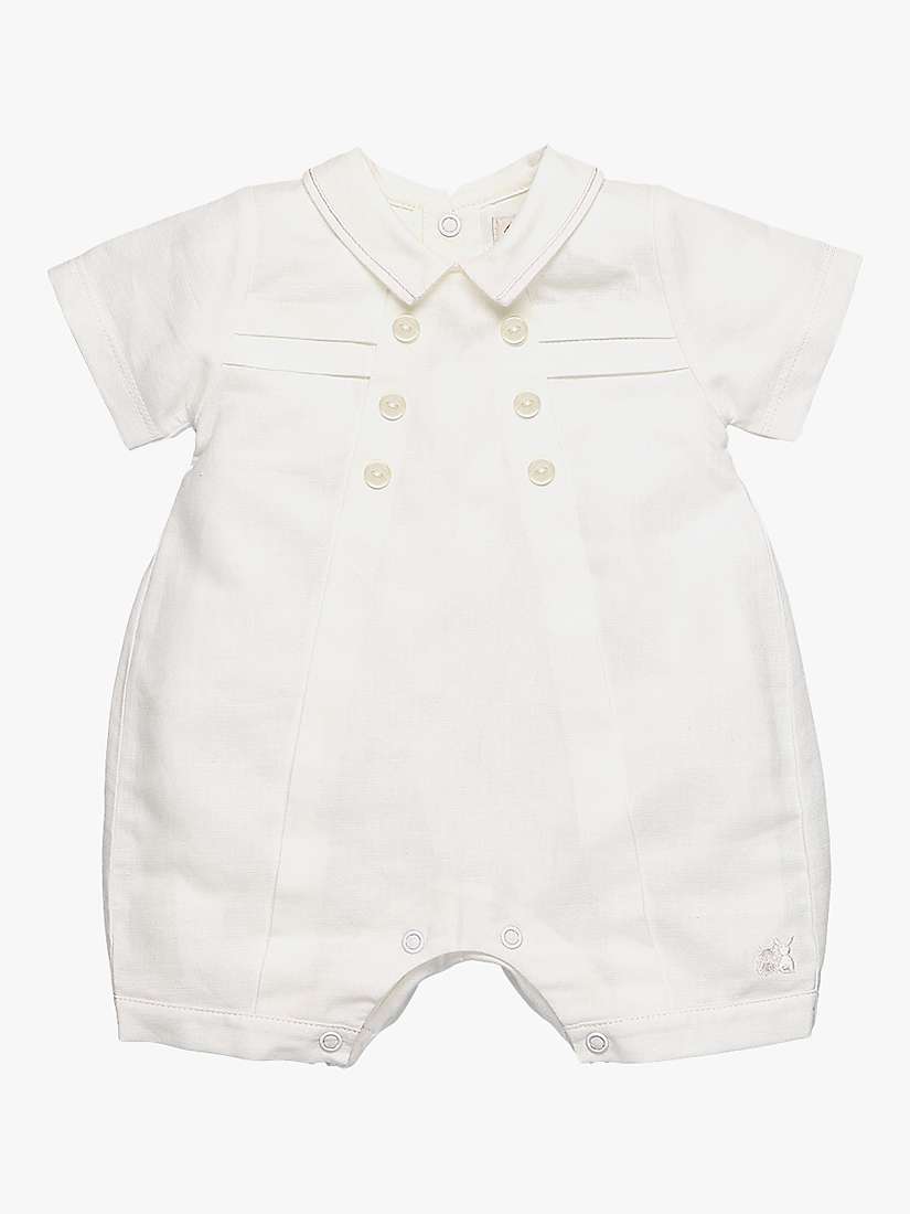 Buy Emile et Rose Baby Pierre Linen Blend Occasion Romper & Hat Set, White Online at johnlewis.com