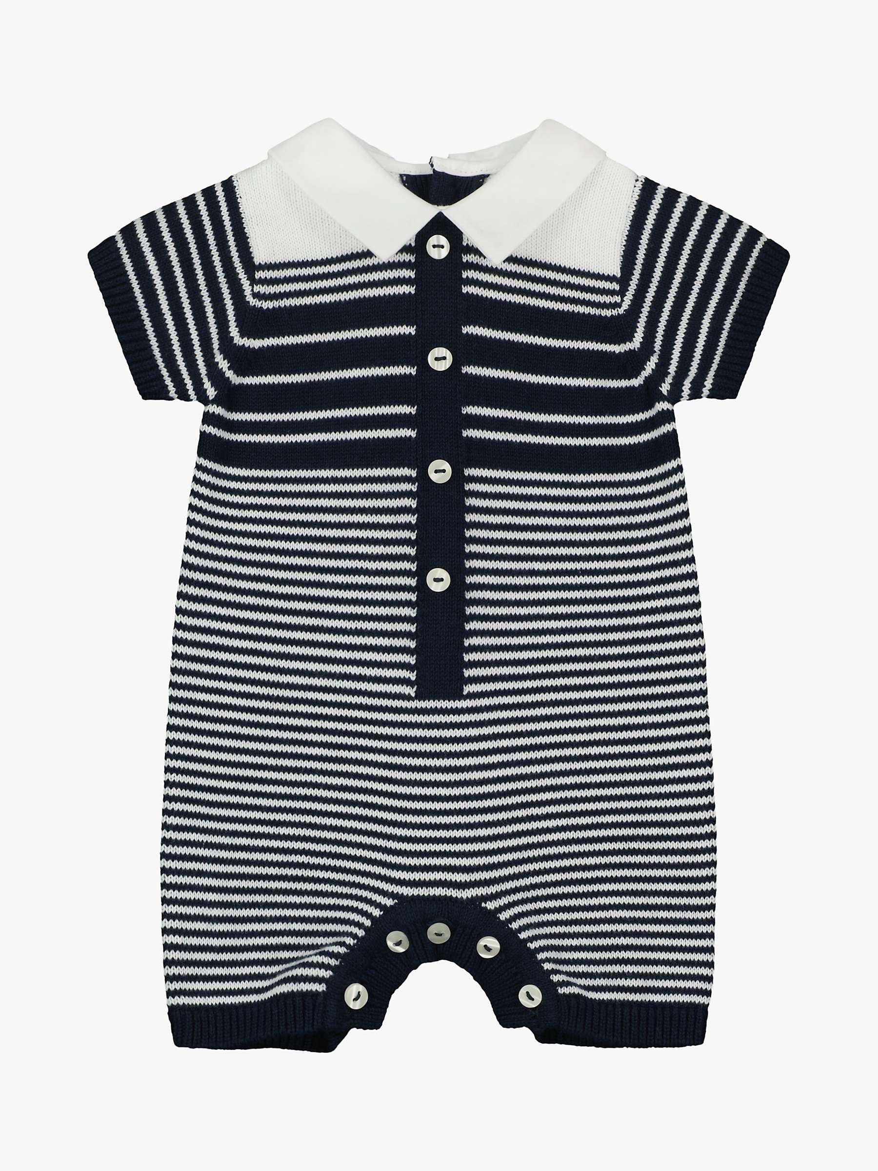 Buy Emile et Rose Baby Fabian Knitted Stripe Romper, Navy Online at johnlewis.com