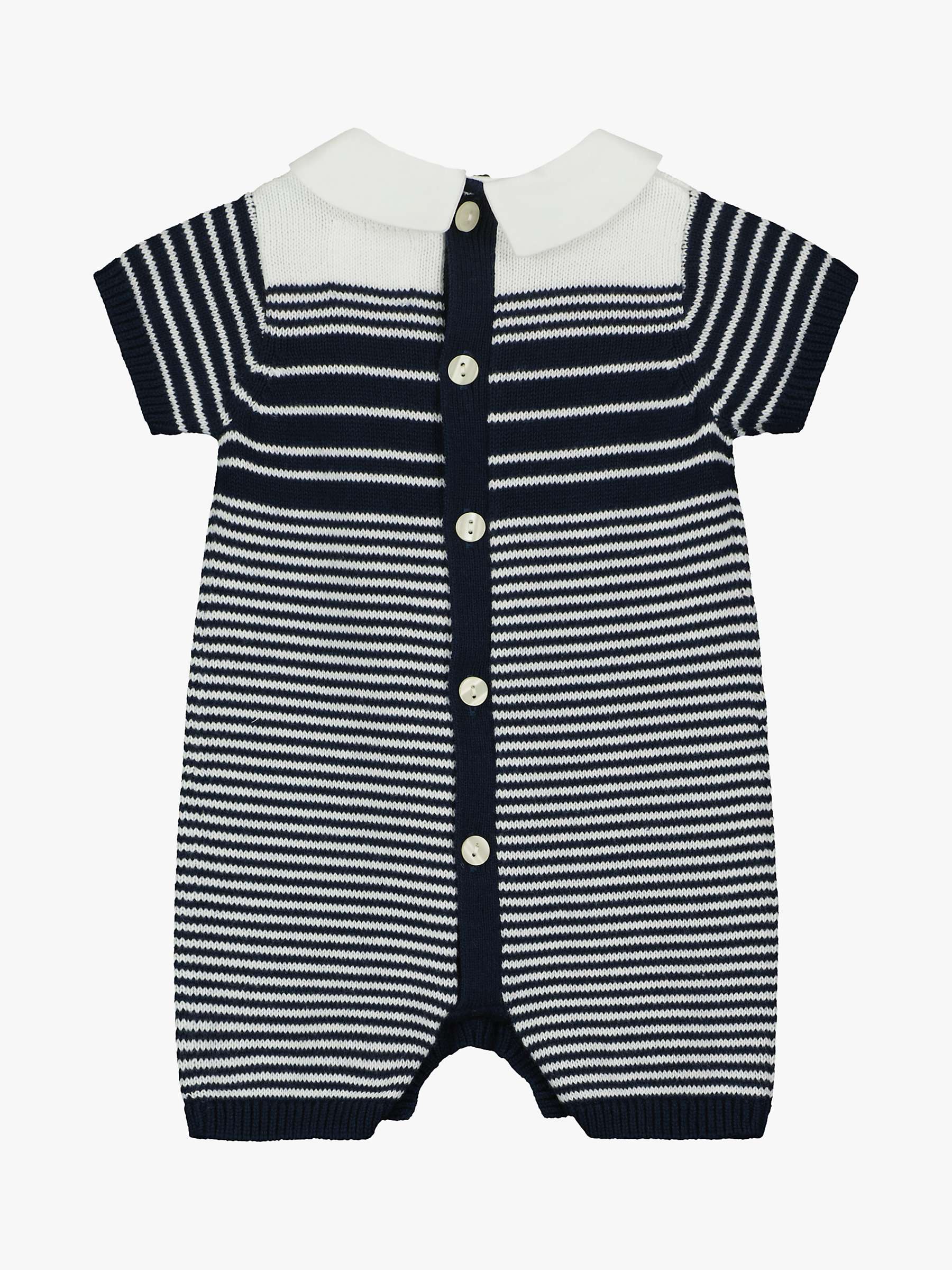 Buy Emile et Rose Baby Fabian Knitted Stripe Romper, Navy Online at johnlewis.com