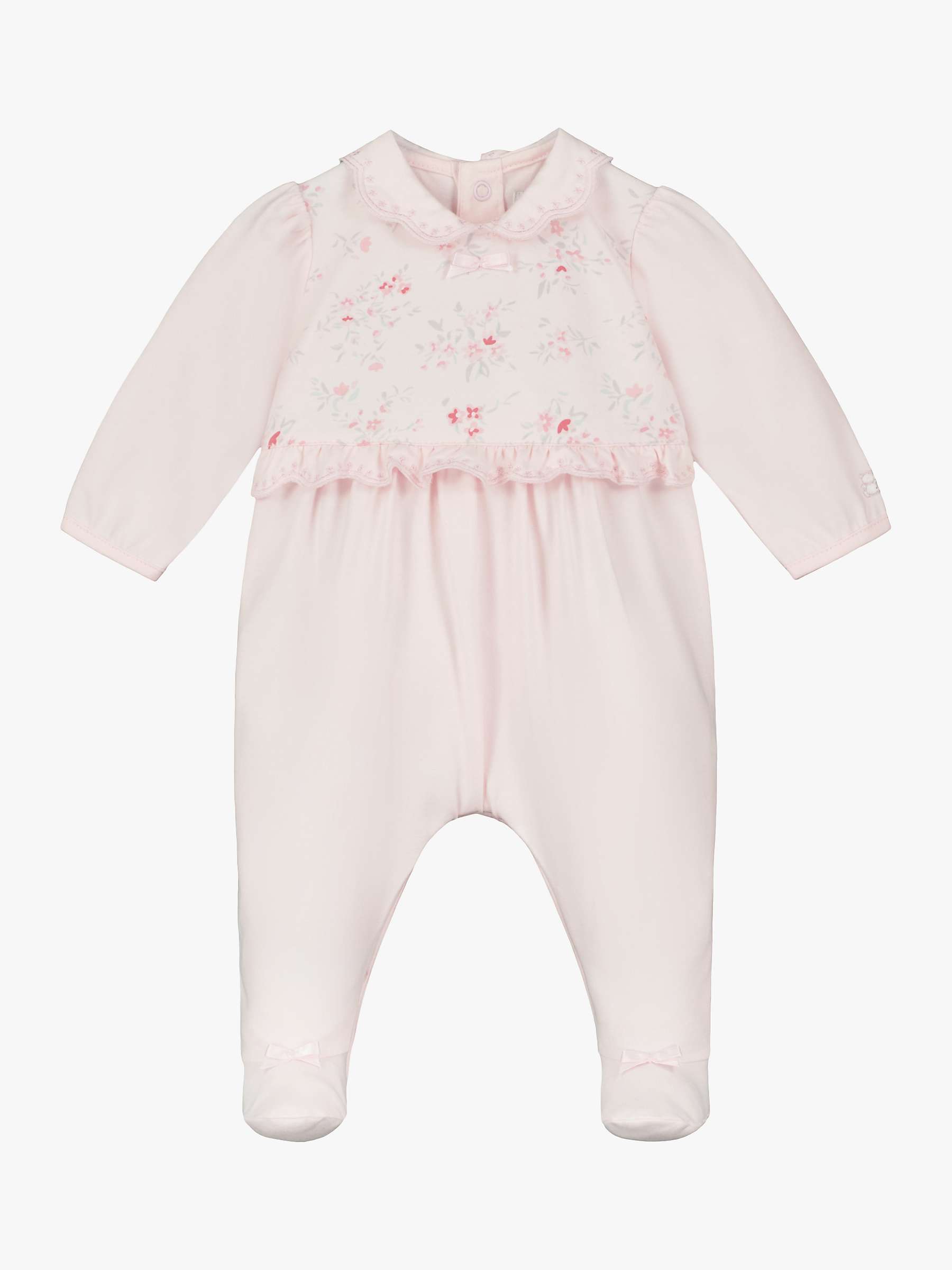 Buy Emile et Rose Baby Fleur Frill Sleepsuit, Pale Pink Online at johnlewis.com