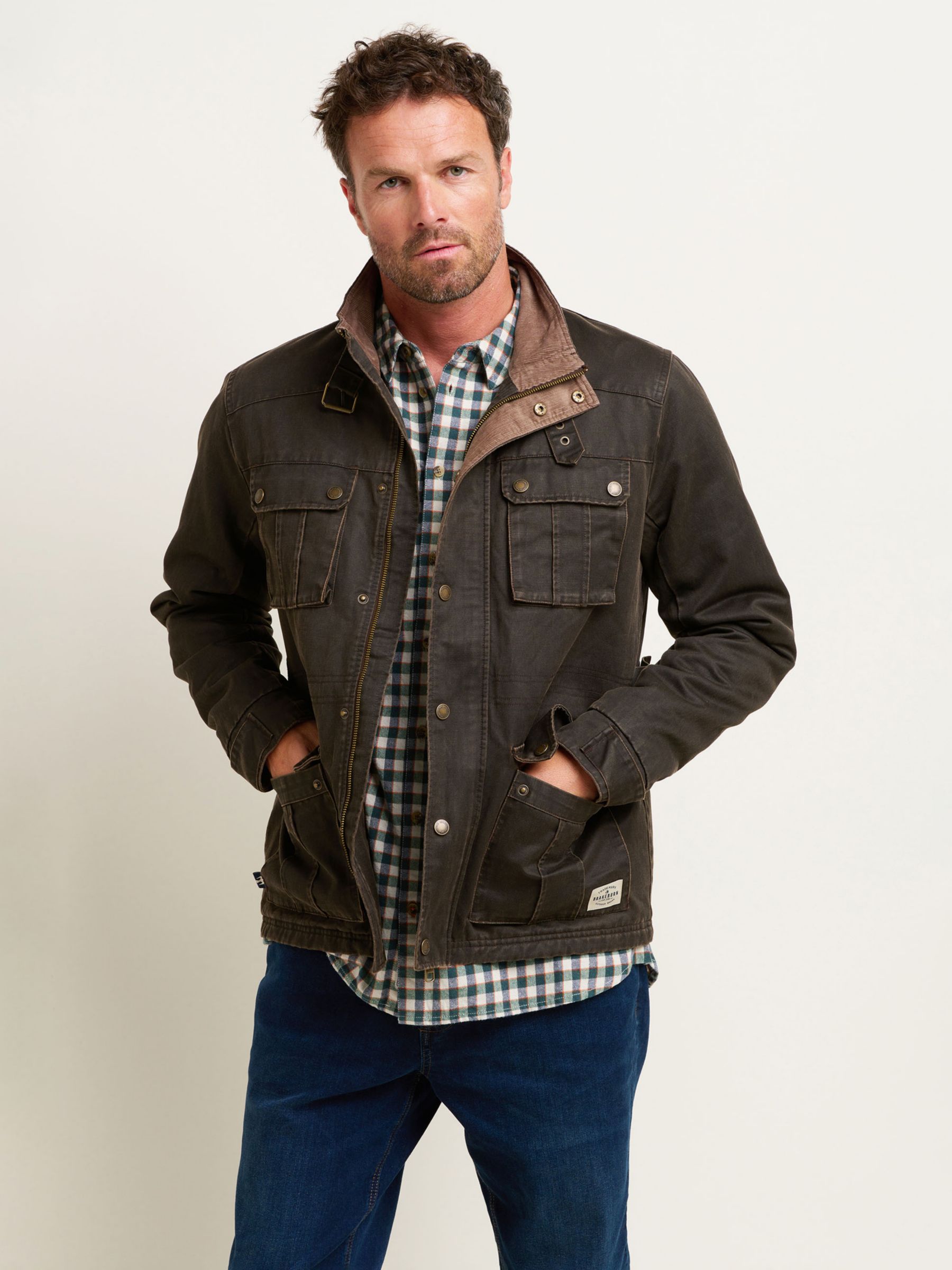 Brakeburn Dry Wax M65 Jacket, Brown at John Lewis & Partners