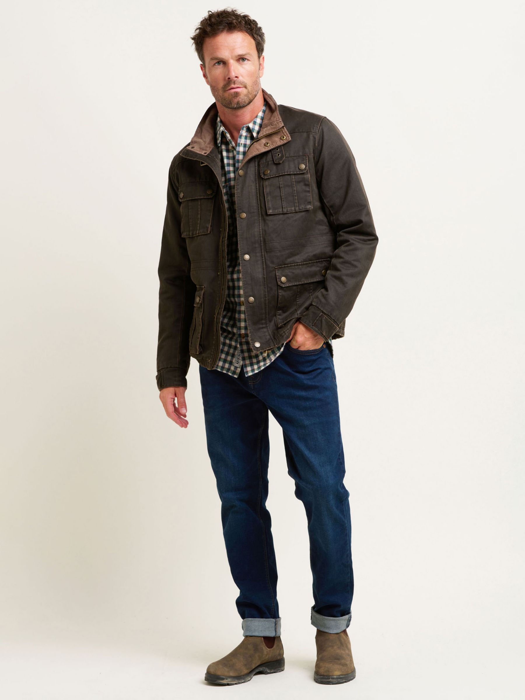 Brakeburn Dry Wax M65 Jacket, Brown at John Lewis & Partners